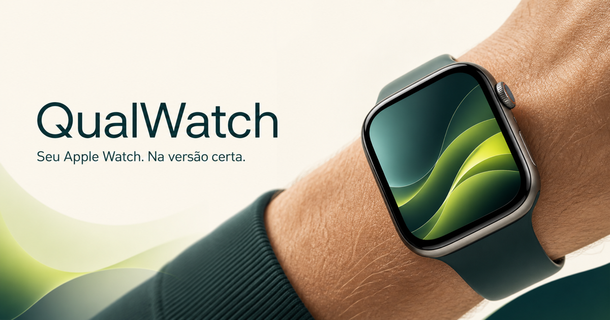 Apple Watch no pulso com a identidade visual QualWatch